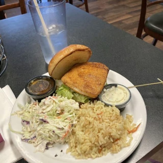 Calamari Steak Sandwich.