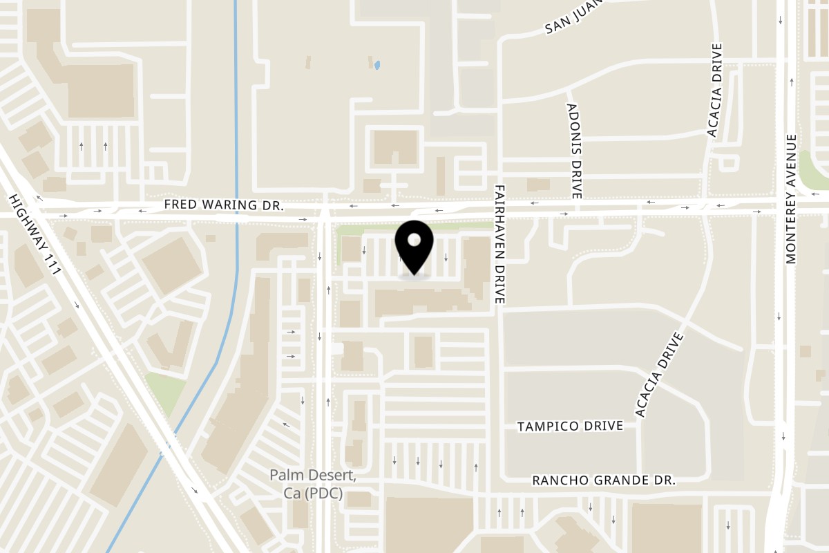 Map showing the location of Fisherman's Market & Grill Palm Desert on 44250 Town Center Way C-2 in Palm Desert