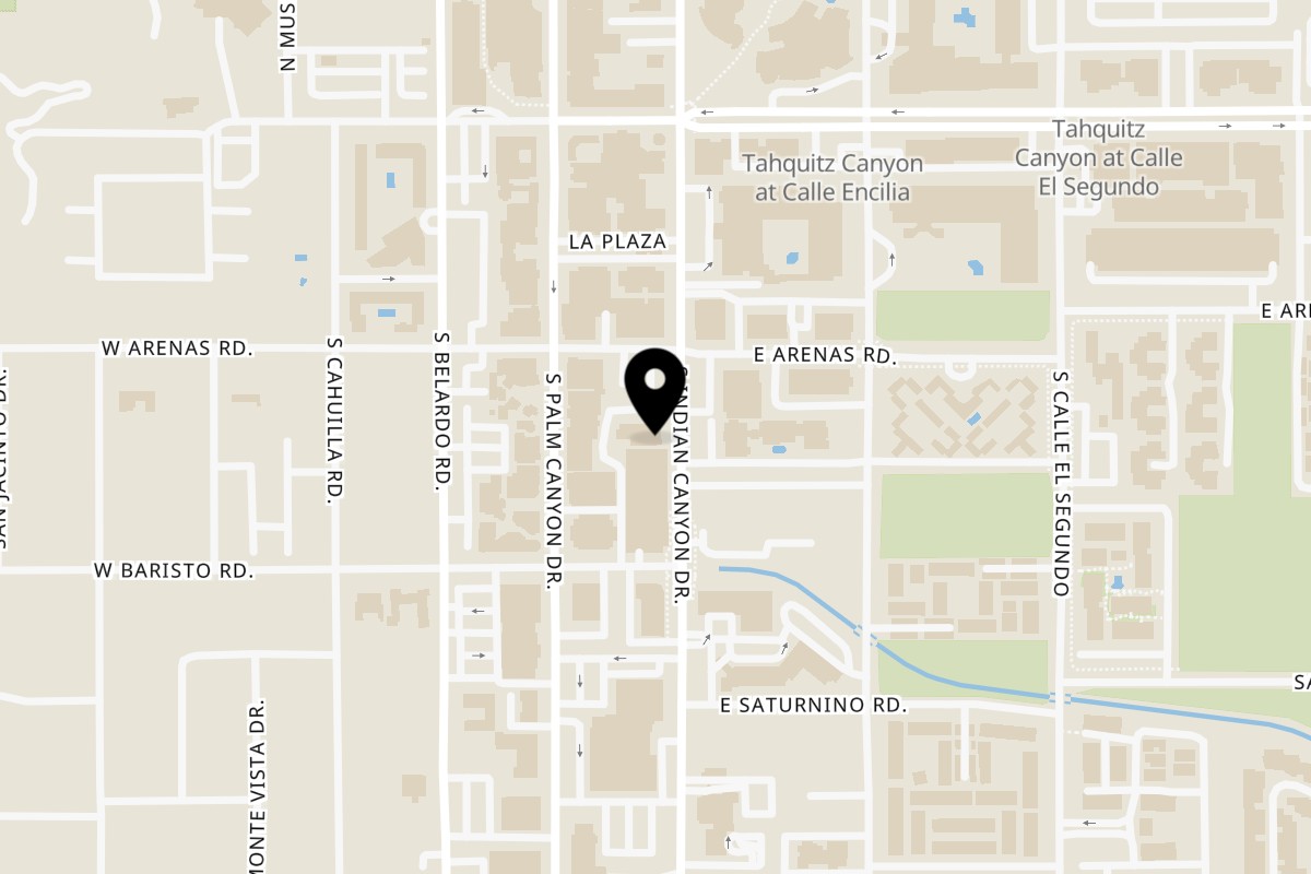 Map showing the location of Fisherman's Market & Grill Palm Springs on 235 S Indian Canyon Dr in Palm Springs